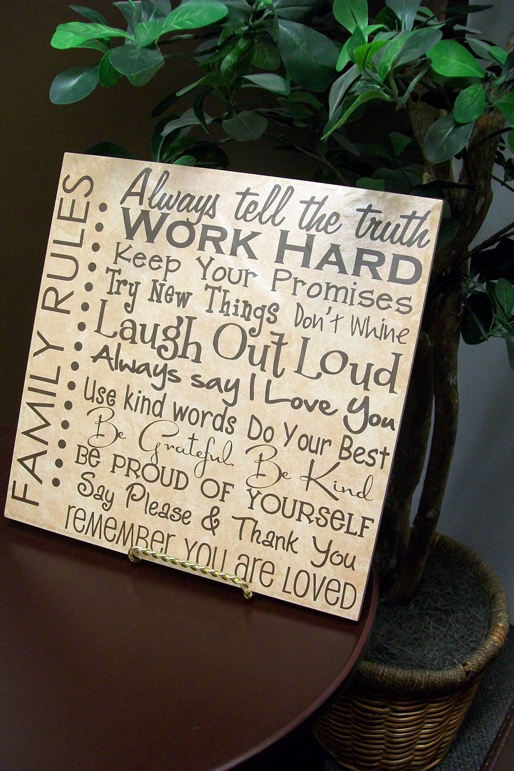 Family Rules Vinyl Decal for Tile