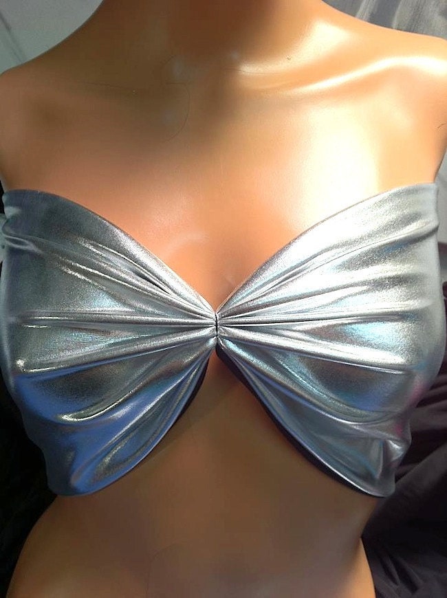 Metallic Silver Bandeau  Bra Tube Top PICK YOUR SIZE Item 4175