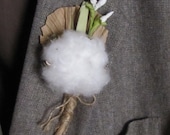 Rustic or Country Wedding Cotton Boutineer in Neutral Colors