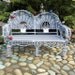 Holiday Bench for Miniature Fairy Garden Silver with Christmas Lights Decor