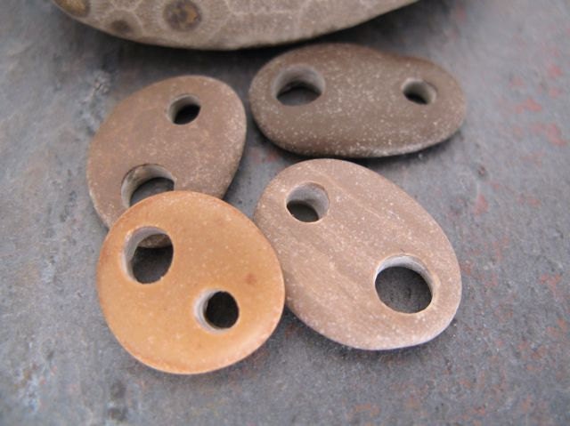 Drilled beach stone connector beads by BeachStoneSoup - Artistic Links