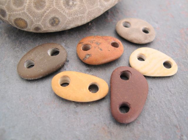 Drilled beach stone connector beads by BeachStoneSoup - Artistic Links