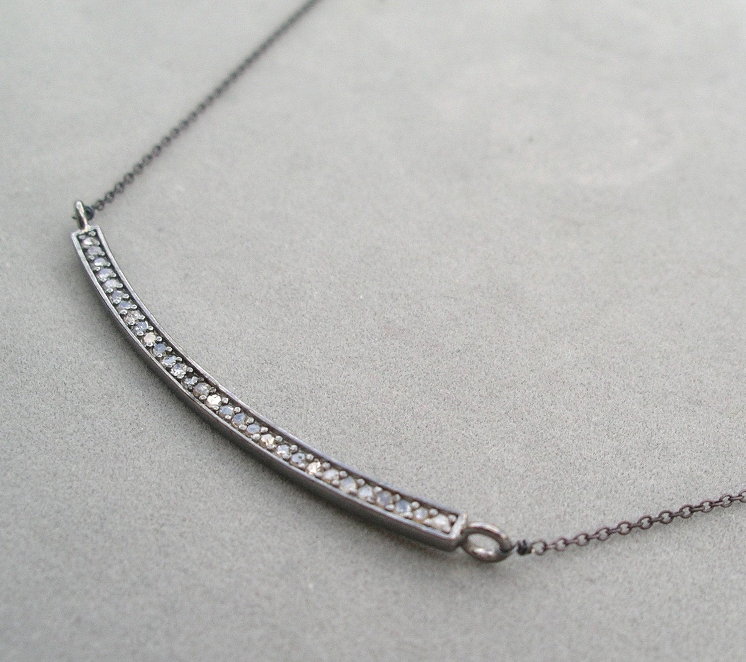 pave diamond bar necklace - small by rockedjewelry