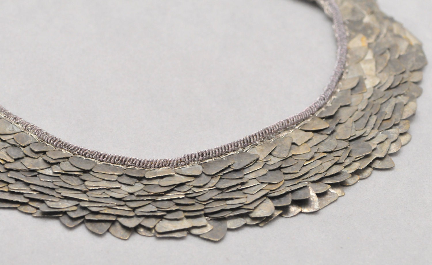 SALE - bib necklace bronze metal industrial