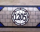 Stained Glass Window Panel -- Transom Window with House Number (AM-42)