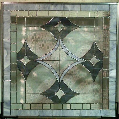 Stained Glass Window Panel - Bevels and Greys (W-20)