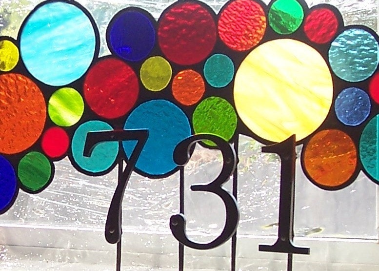 Stained Glass Window Panel / Bright and Bubbly Transom (AM-43)