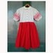 Vintage Red and White Cross Stitch Girls Dress
