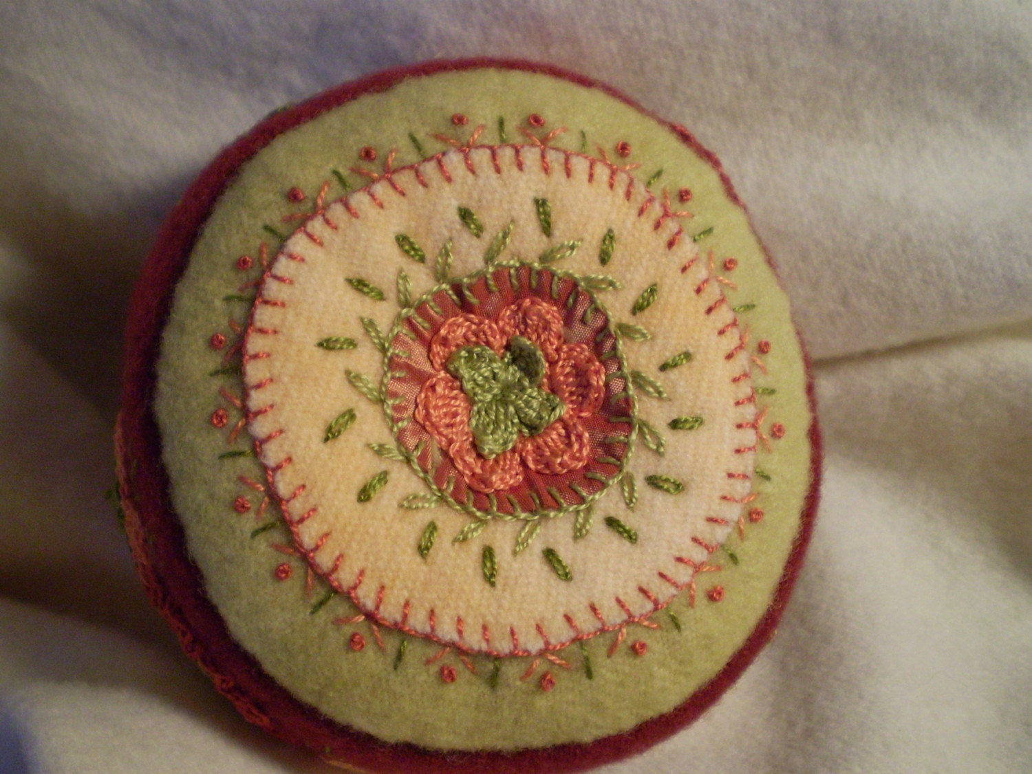 Rust and Orange Flowers Pincushion