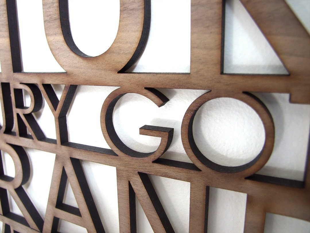 Sans Serif Typography Wood Wall Art