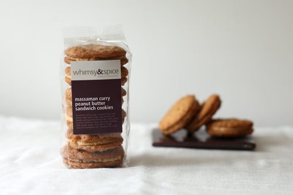 Peanut Butter Sandwich Cookies with Massaman Curry Spices and Sea Salt