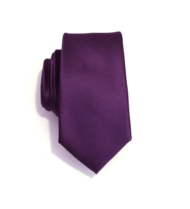 Necktie for Men, Purple Skinny Silk Tie