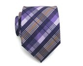Mens Tie - Purple Plaid Silk Necktie