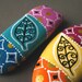 Painted beach pebbles magnets - set of 2 colorful magnets