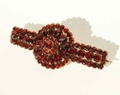 Antique Bohemian Brooch Red Garnet Rose Cut Victorian Vintage Pin