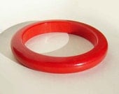 Vintage 40s Bakelite Red Bracelet Chunky Art Deco Bangle