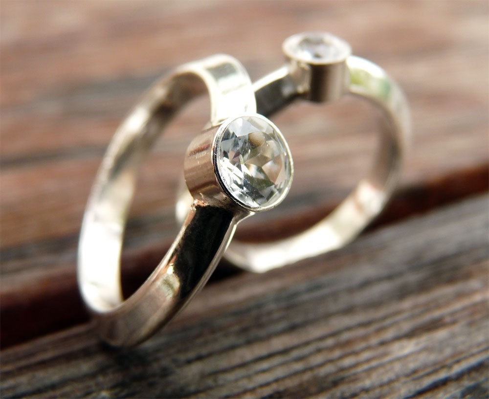 White Topaz Engagement Ring, made to order in your size