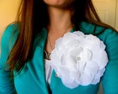LOVE IS SWEET White or Ivory Silk Peony Cardigan Pin or Hair Flower, Wedding, Large, Pearl