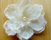 Romantic Lacey Gracie Champagne Ivory  Bridal Peony Hair Flower Fascinator- Clip- Wedding- Gift- Lace