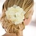 Small Pacific Ivory Peony Bridal Hair Flower with Silver Grey Pearls- Weddings, Bridesmaid, Set, Pearls, Gift