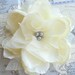 Small Pacific Ivory Peony Bridal Hair Flower with Silver Grey Pearls- Weddings, Bridesmaid, Set, Pearls, Gift