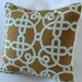 FREE US SHIPPING-Decorative Designer Pillow Cover-16 inch-Palazzo Trellis In Light Aqua And Pumpkin