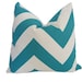 Free US Shipping-Decorative Designer Pillow Cover-20x20 inch-Teal & White Large Chevron