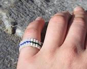 Beaded Ring White Green Blue