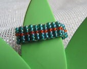 Beaded Ring Turquoise and Orange