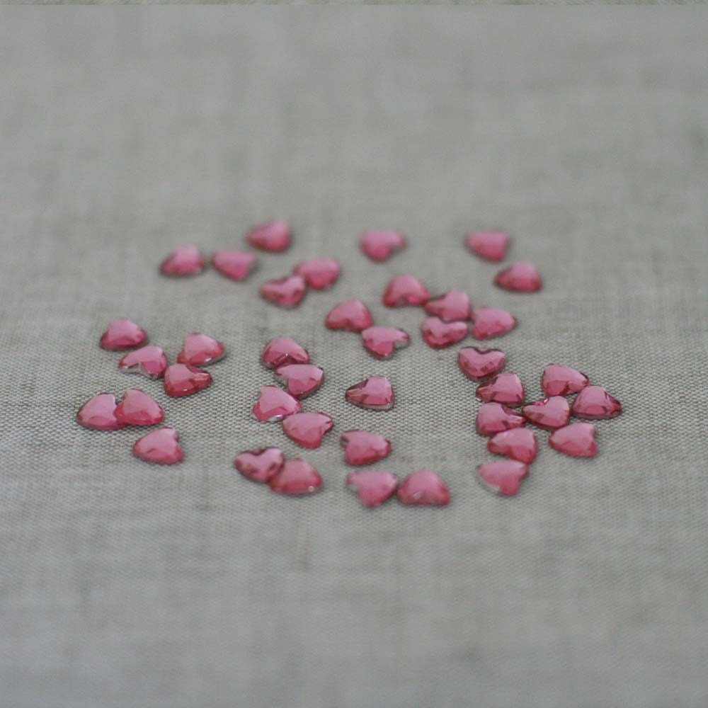 8mm Pink Heart Rhinestone Flatback Cabochons -200 pc set