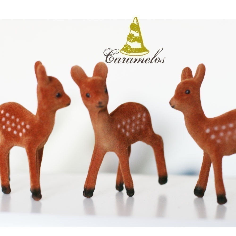 Set of 6 Standing Flocked Deer