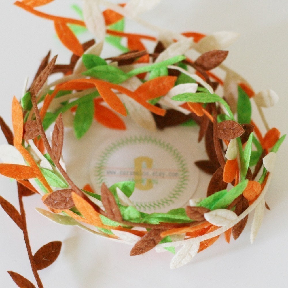 Bulk 10 yard roll of Felt Green Leaf Ribbon/Garland