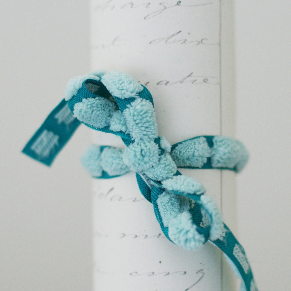 Wholesale Aqua blue bump chenille ribbon trim 10 yard roll