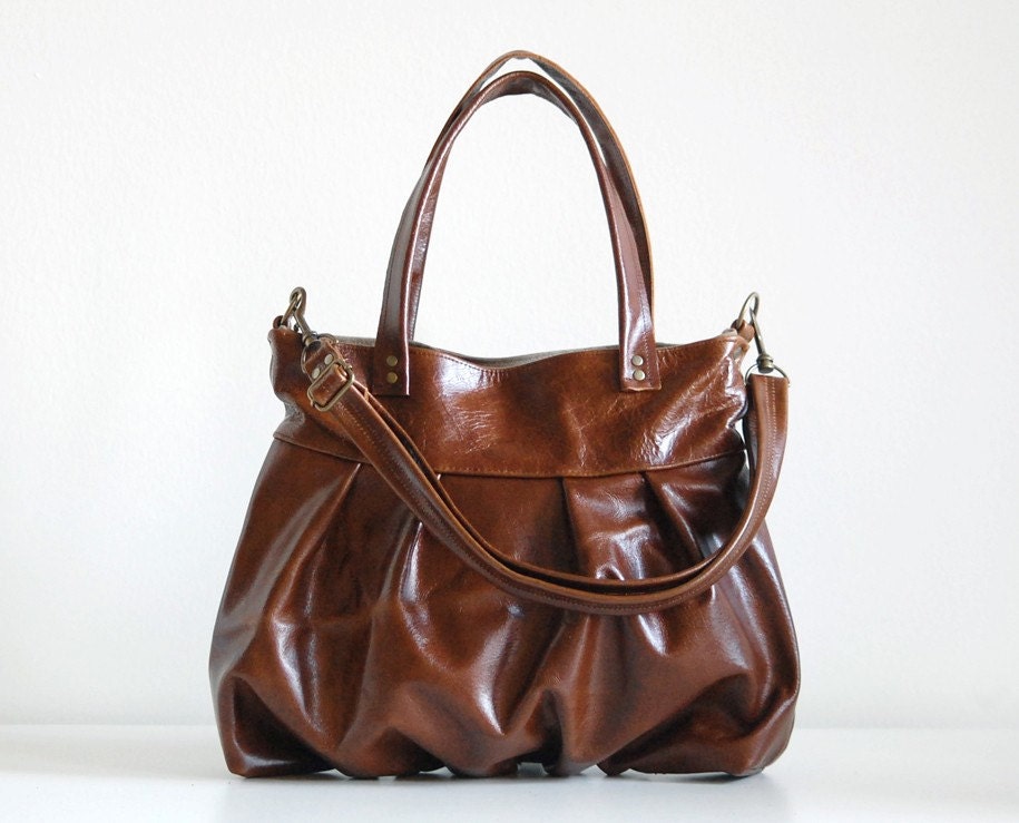 Mini Ruche Bag in Chestnut Brown Leather - SECOND - Ready to Ship