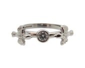 Love birds Ring. Silver or Gold, Made to Order with a Brilliant Cut Diamond Solitaire. Unique.