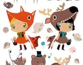 Stikers animals of the forest. Stikers les animaux de la foret.