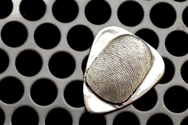 Fingerprint Guitar Pick Custom Jewelry Personalized in Sterling Silver