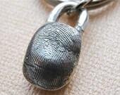 Custom Fingerprint Keychain Thumbprint Key Chain in Sterling Silver Personalized