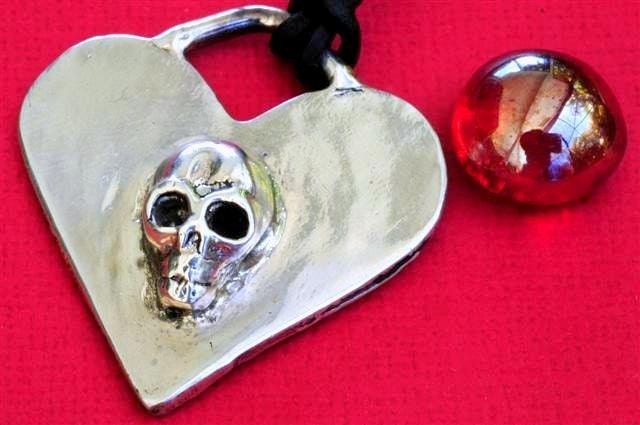 Skull Jewelry Necklace Heart Sterling Silver Halloween