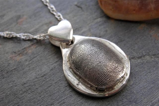 Fingerprint Custom  Necklace Thumbprint Jewelry in Sterling Silver Personalized