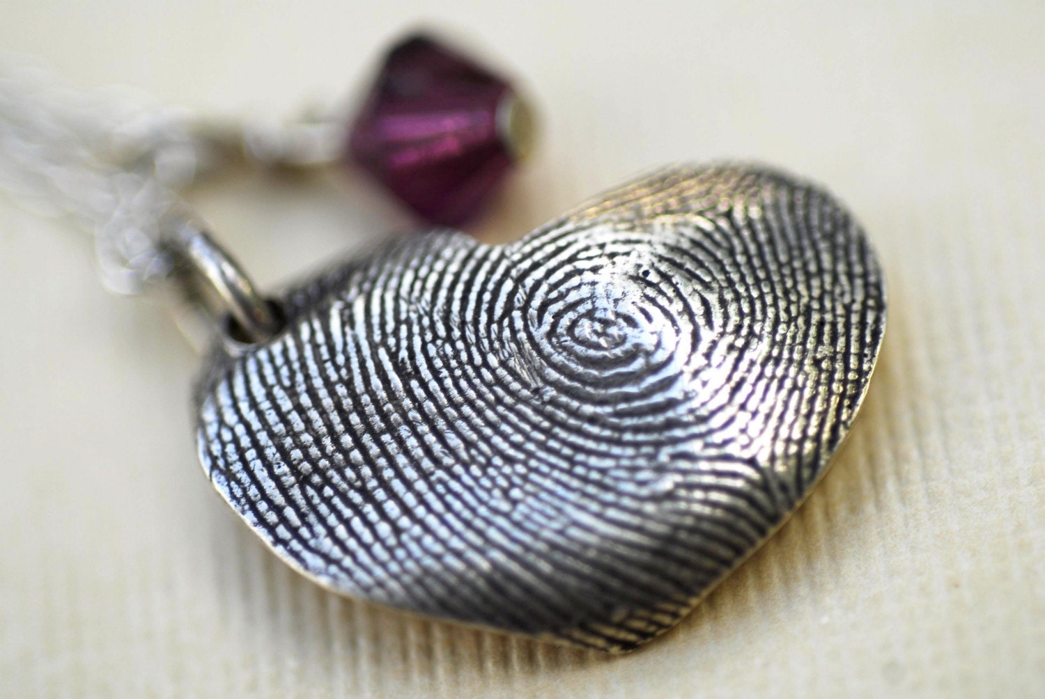 Fingerprint Necklace Thumbprint in Sterling Silver Personalized