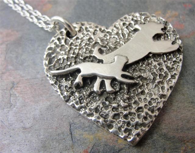 Dog Cat Heart Necklace Sterling Silver Pet Nose