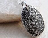 Custom Fingerprint Necklace Jewelry Thumbprint in Sterling Silver Personalized