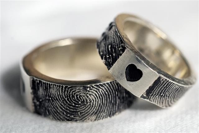 Custom Fingerprint Ring Wedding Band Personalized Sterling Silver Jewelry