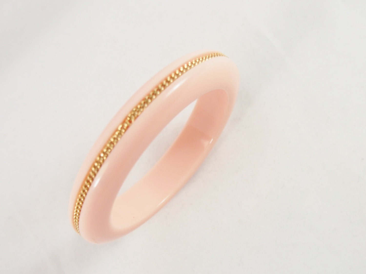 Peachy Pink 60s Plastic Bangle Bracelet Vintage Jewelry