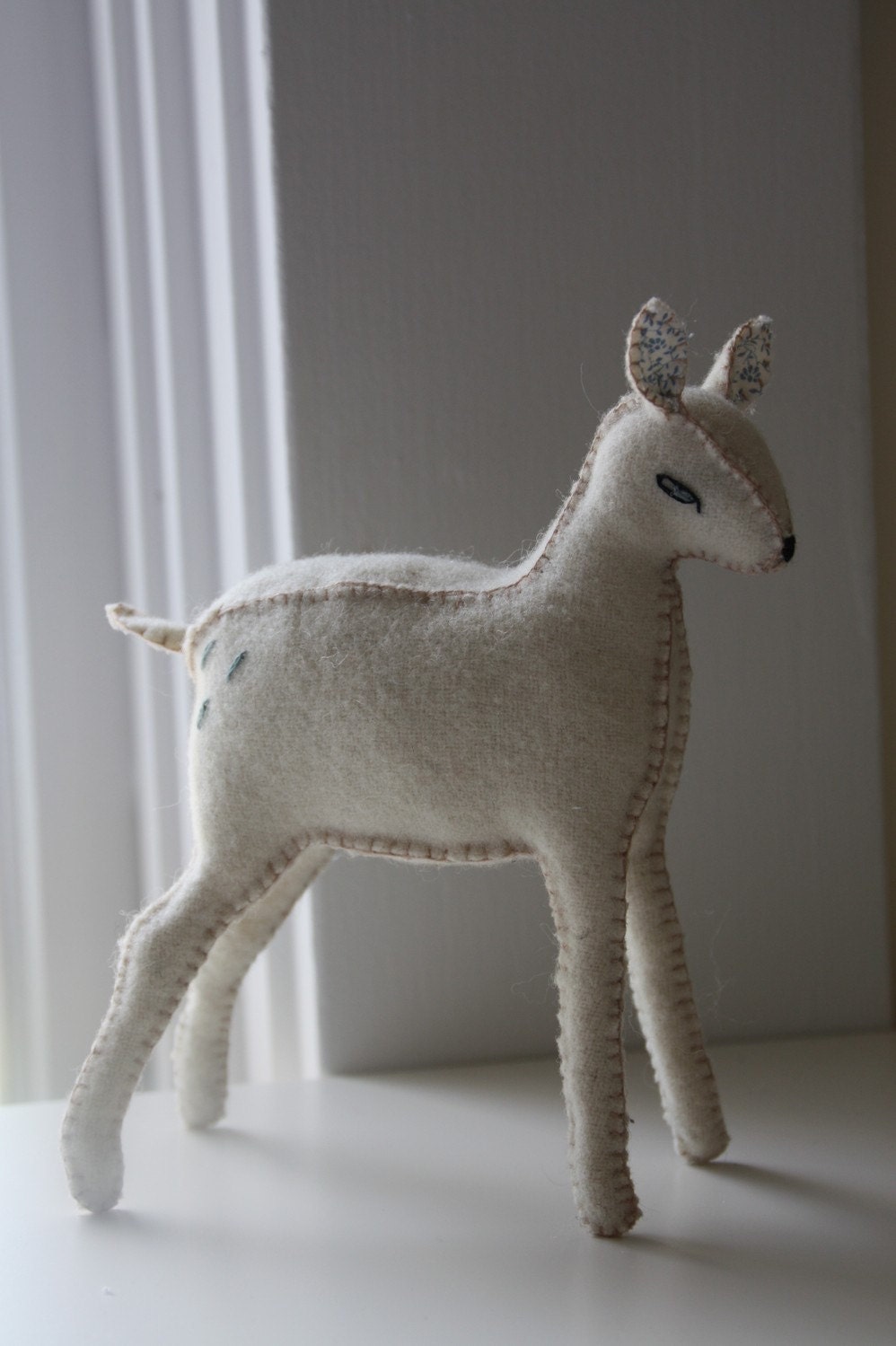 little deer in wool and blue cotton...