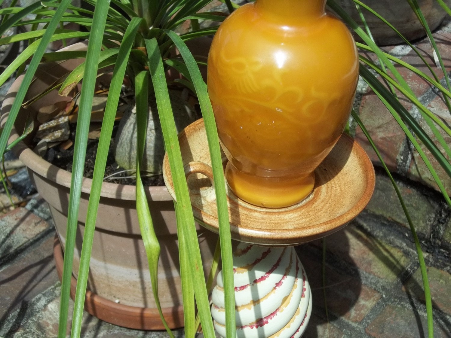 Recycled Garden Yard Art Totem - Tuscan Honey