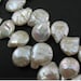 Fresh Water Pearls , top-drilled coin shape, silver white  - Half Strand