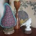 cherry laurel tree - wool and vintage cotton tree