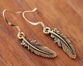 Tiny Gold Feather Earrings